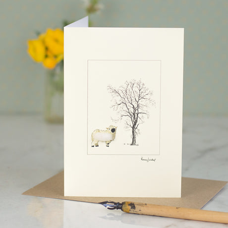 Sheep greetings card - Valais Blacknose sheep
