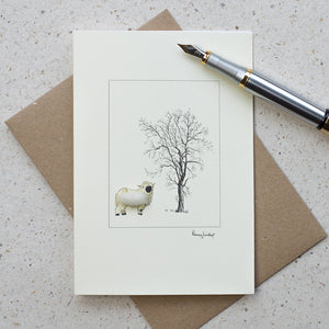 Sheep greetings card - Valais Blacknose sheep