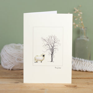 Sheep greetings card - Valais Blacknose sheep