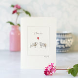 I love ewe sheep greetings card
