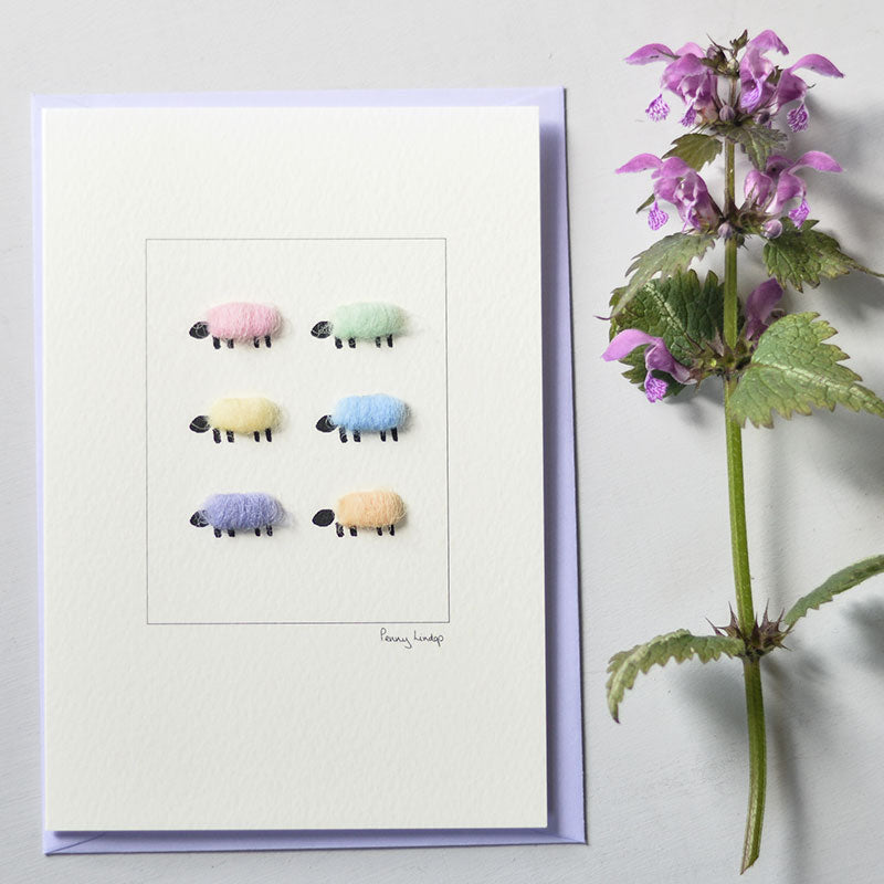 Pastel Sheep greetings card