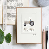 Sheep & Grey Fergie Tractor card