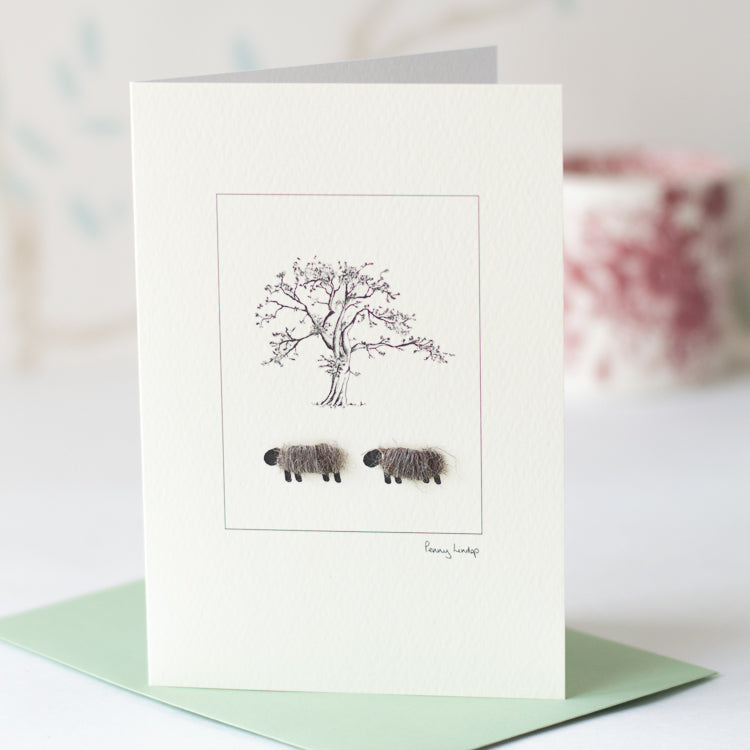 Sheep and tree greetings card