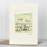 Sheep & Bicycle greetings card