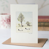Sheep & Willow Tree greetings card