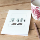 Woolly Sheep card -  winter trees