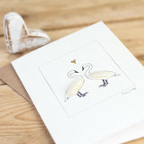 Swans in Love greetings card