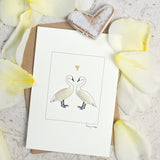 Swans in Love greetings card