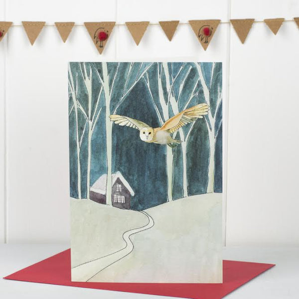 Scandi Winter Woodland Owl Christmas card