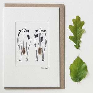 Cow greetings card - 2 Friesian cows