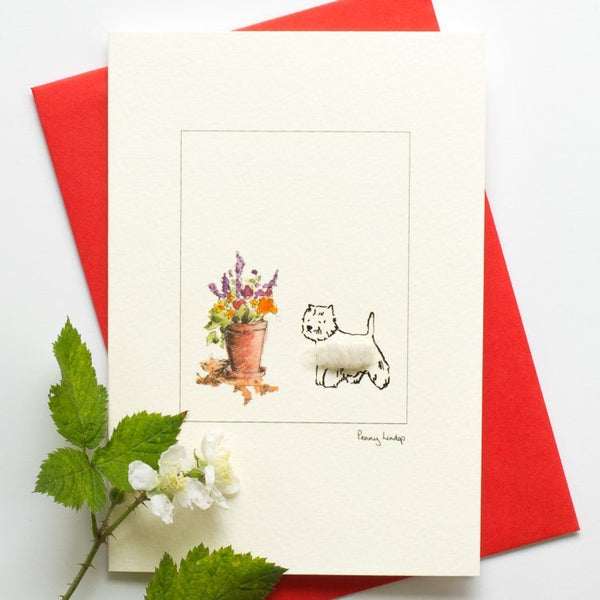 Westie & Flowers Card