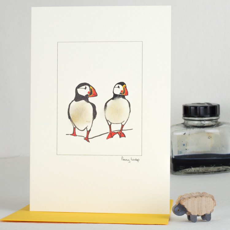 Puffins greetings card