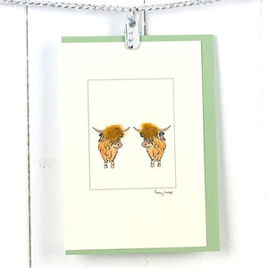 Highland Cows greetings card