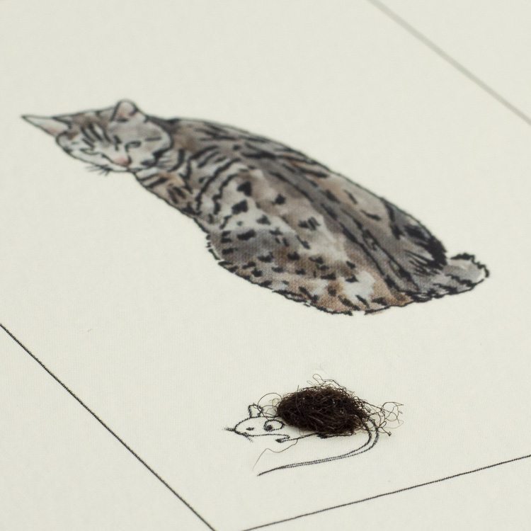 Tabby Cat And Mouse card