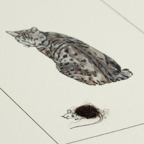 Tabby Cat And Mouse card
