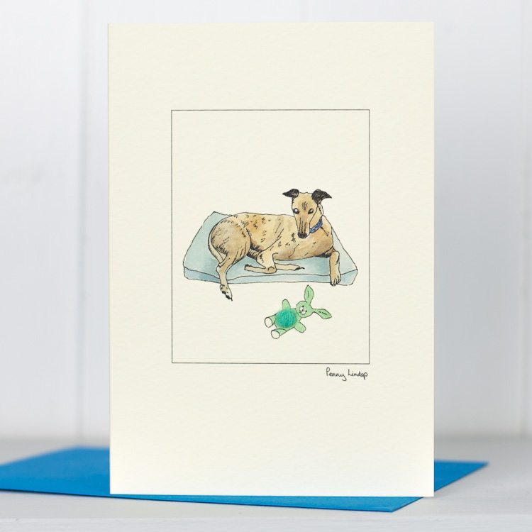Greyhound Resting greetings card
