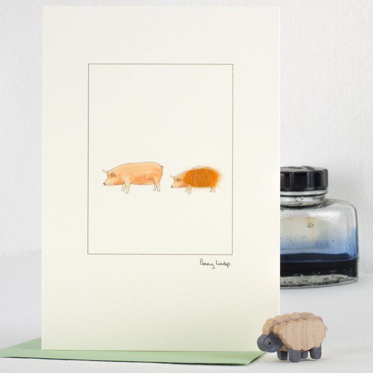 Tamworth Pigs greetings card