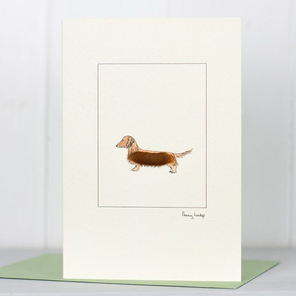 Red Dachshund greetings card