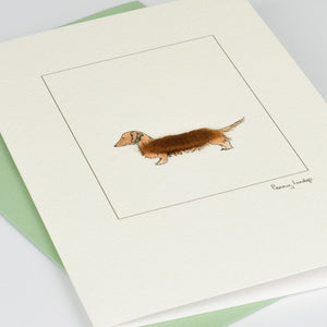 Red Dachshund greetings card