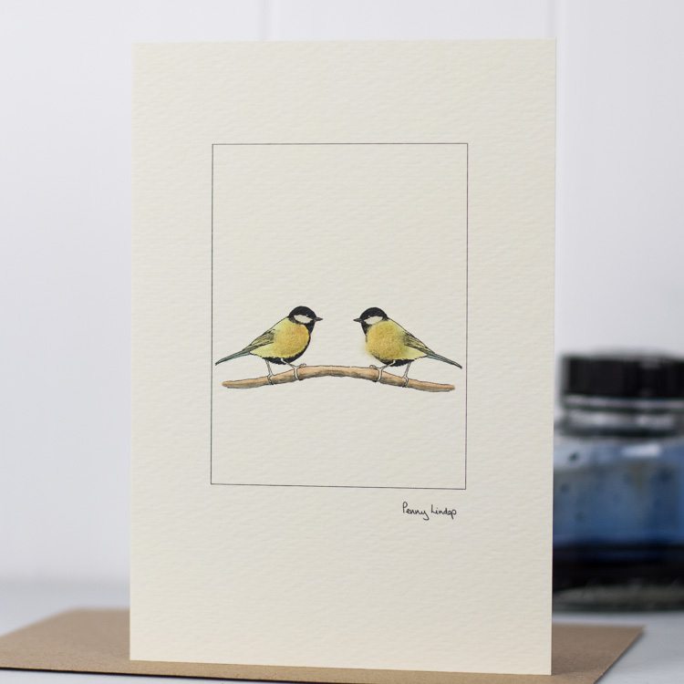 Great Tits greetings card