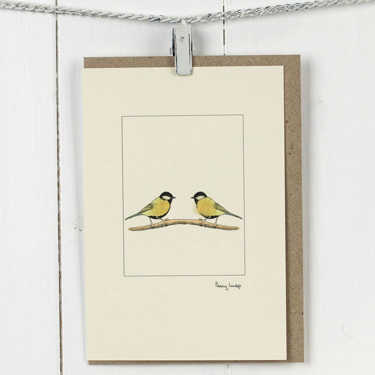 Great Tits greetings card