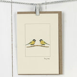 Great Tits greetings card