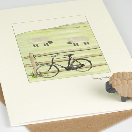 Sheep & Bicycle greetings card