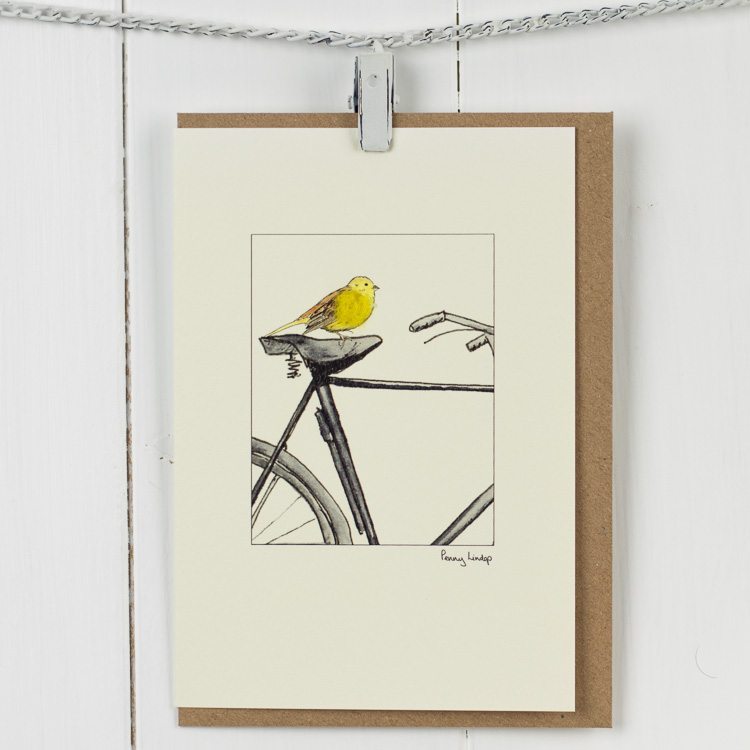 Yellowhammer & Bicycle Card
