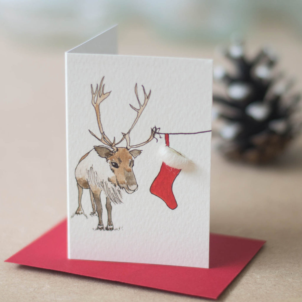 Reindeer mini Christmas cards - Pack of 4