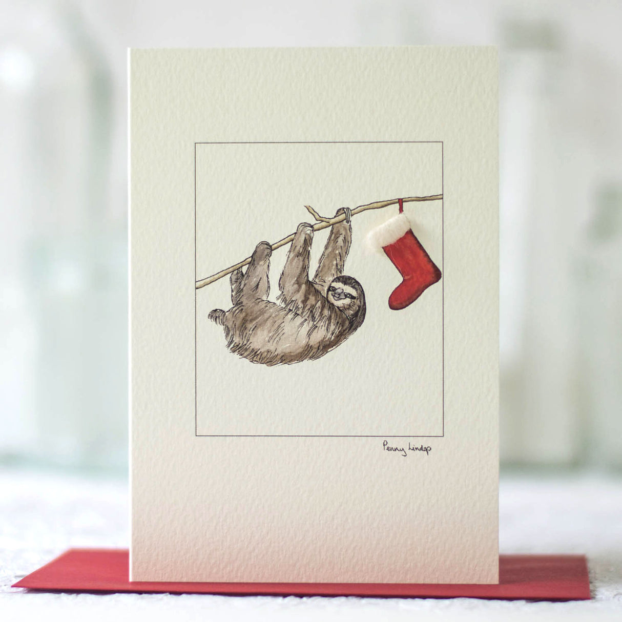 Sloth Christmas card