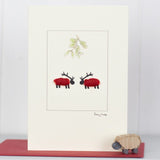 Reindeer Sheep Christmas card