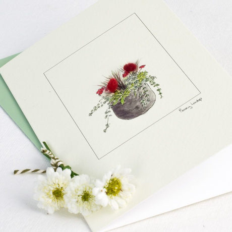 Pot of red Flowers card