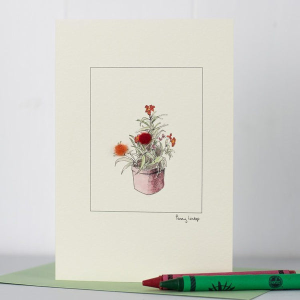 Orange Wallflowers greeting card