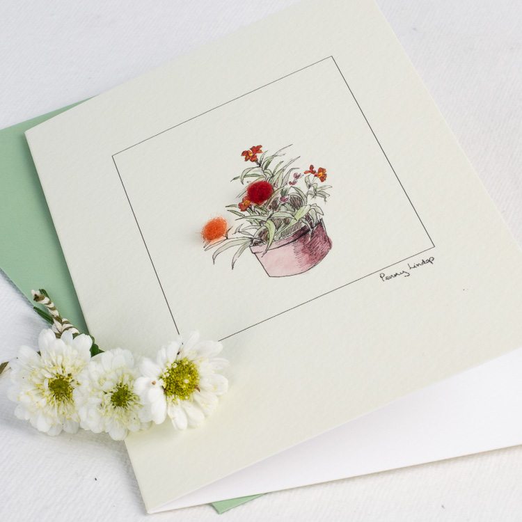 Orange Wallflowers greeting card