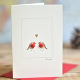 Robins in Love Christmas card