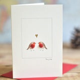 Robins in Love Christmas card