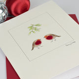 Robins in Love Christmas card