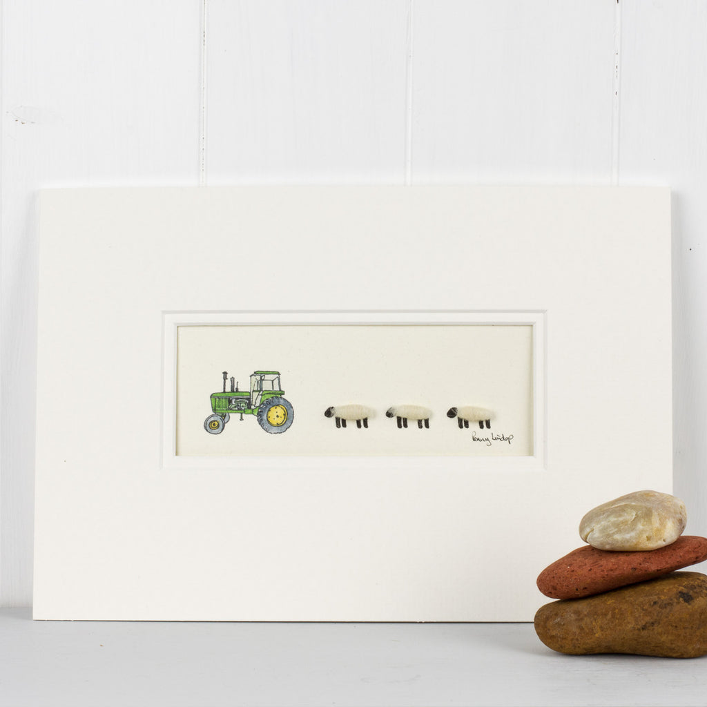 Sheep and John Deere Tractor bespoke Print