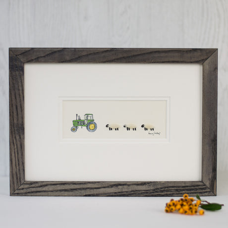 Sheep and John Deere Tractor bespoke Print