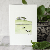 White Sheep & Trees Watercolour Card