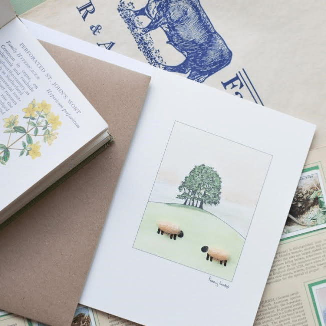 Apricot Sheep Watercolour Card