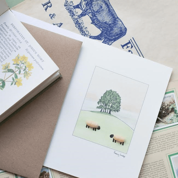 Apricot Sheep Watercolour Card