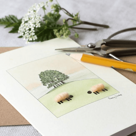 Apricot Sheep Watercolour Card